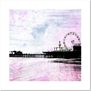 Pink Grunge Santa Monica Pier Posters and Art